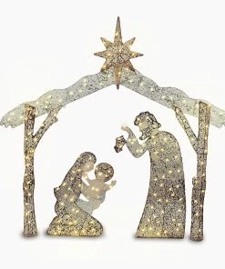 Joiedomi 5ft Fabric Nativity Scene 160 LED Warm White