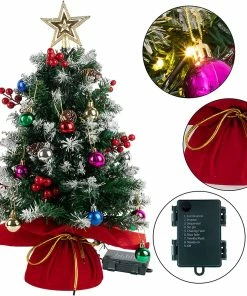 Joiedomi All Holiday Decor 2 Pack Of 24 Flocked Prelit Tabletop Christmas Tree