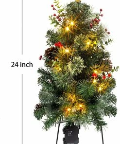 Joiedomi 24'' Christmas Prelit Pathway Tree 2 Pack All Holiday Decor