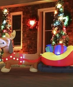 Joiedomi Jumbo Christmas Puppy Inflatable (8 Ft) Inflatables