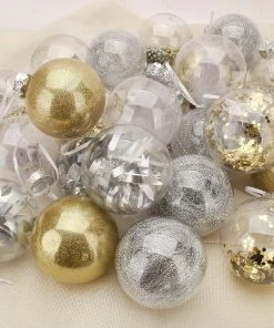 Joiedomi 24Pcs Gold Plastic Clear Ball Ornaments With Filling All Holiday Decor 9 Joiedomi 24Pcs Gold Plastic Clear Ball Ornaments With Filling All Holiday Decor