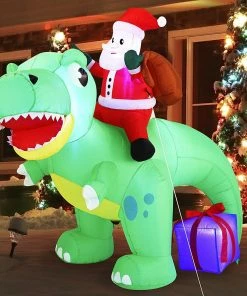 Joiedomi Inflatables Large Santa Ride On Dinosaur Inflatable (6 Ft)