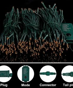 Joiedomi 108.6 Ft 300 Counts Of Orange LED 8 Modes Green Wire Long Light Set All Holiday Decor 9 Joiedomi 108.6 Ft 300 Counts Of Orange LED 8 Modes Green Wire Long Light Set All Holiday Decor
