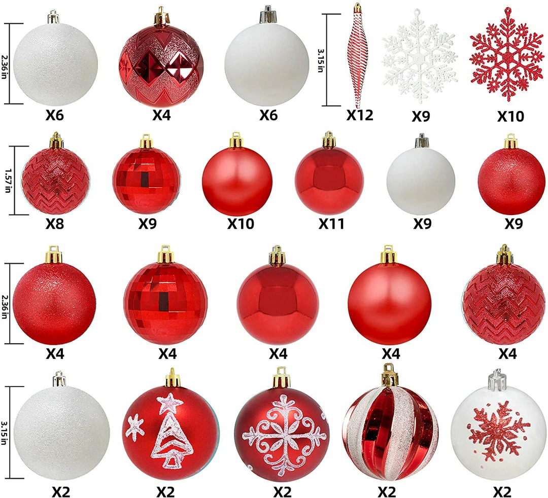 Joiedomi 133 Pcs Christmas Ornaments, Red And White All Holiday Decor 2 Joiedomi 133 Pcs Christmas Ornaments, Red And White All Holiday Decor