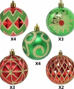Joiedomi 16 Pcs Red, Green And Gold Christmas Ornaments