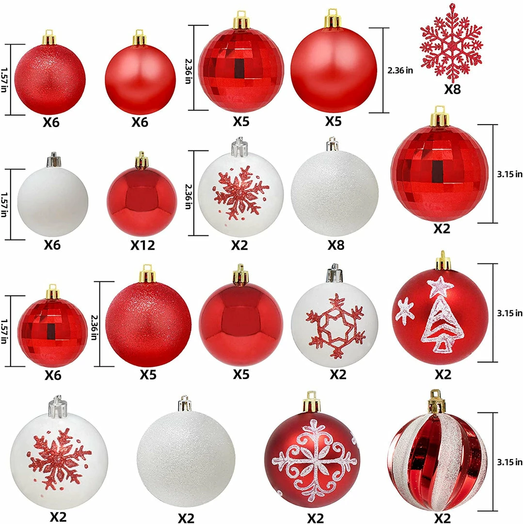 Joiedomi 88 Pcs Christmas Ornaments, Red And White 2 Joiedomi 88 Pcs Christmas Ornaments, Red And White