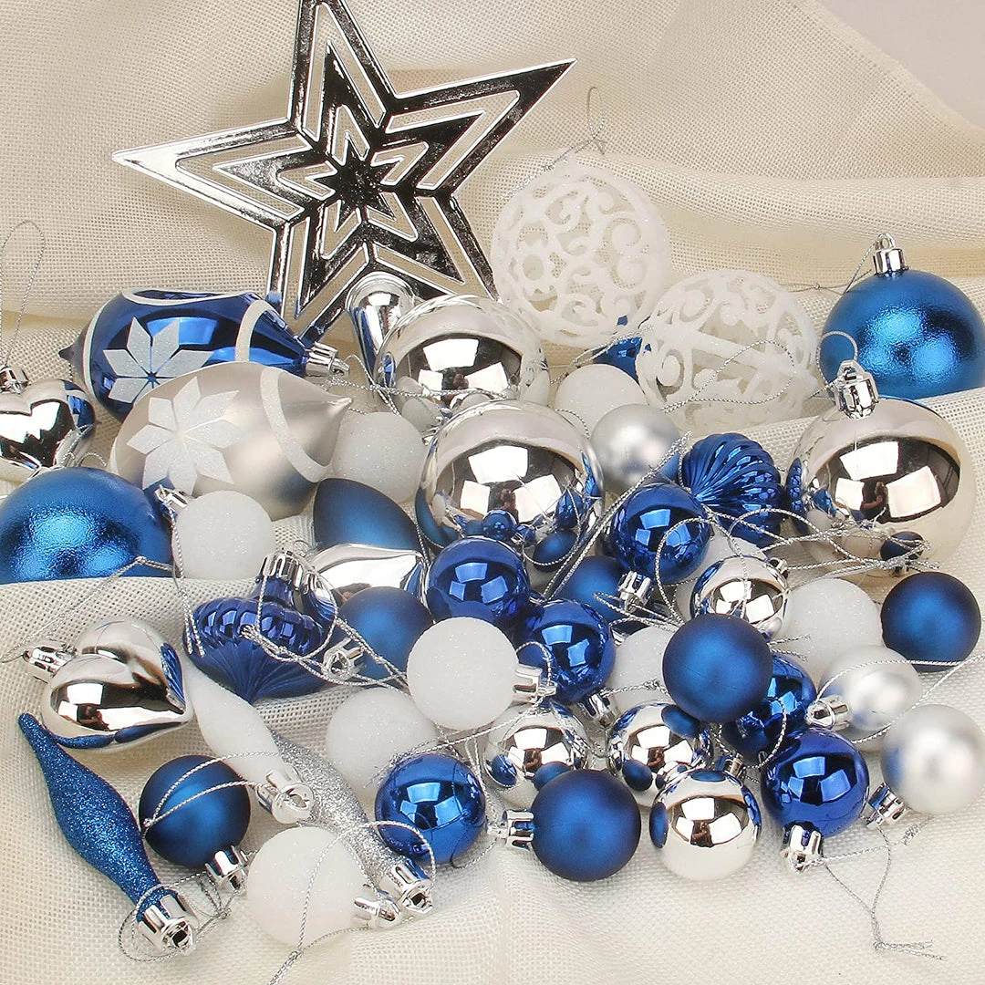 Joiedomi All Holiday Decor 70 Pcs Christmas Ornaments With Heart Blue, Silver, & White 5 Joiedomi All Holiday Decor 70 Pcs Christmas Ornaments With Heart Blue, Silver, & White