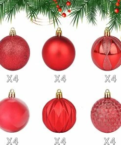 Joiedomi 2.36" Red Christmas Ball Ornaments 24Pcs