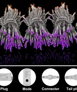 Joiedomi 98.1 FT Orange & Purple LED 8 Modes Clear Wire Mini Light Set All Holiday Decor