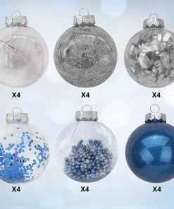Joiedomi All Holiday Decor 24Pcs Blue Plastic Clear Ball Ornaments With Filling 8 Joiedomi All Holiday Decor 24Pcs Blue Plastic Clear Ball Ornaments With Filling