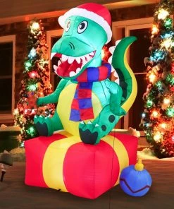 Joiedomi Large Dinosaur Sitting On A Gift Box Inflatable (6 Ft) Inflatables
