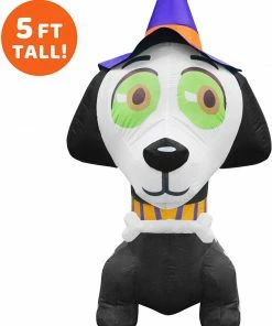 Joiedomi 5ft Witch Hat Skeleton Dog Inflatables
