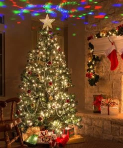 Joiedomi Gold Star Tree Topper With Rainbow Projector Lights 9 Joiedomi Gold Star Tree Topper With Rainbow Projector Lights