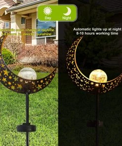 Joiedomi 2 Pack Moon Crackle Glass Globe Solar Stake Lights 7 Joiedomi 2 Pack Moon Crackle Glass Globe Solar Stake Lights