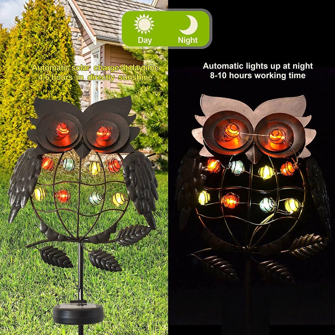 Joiedomi 40¡¯¡¯ 10 LED Metal Owl Solar Stake Lights Pathway Lights 4 Joiedomi 40¡¯¡¯ 10 LED Metal Owl Solar Stake Lights Pathway Lights