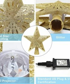 Joiedomi Gold Star Tree Topper With Rainbow Projector Lights 11 Joiedomi Gold Star Tree Topper With Rainbow Projector Lights