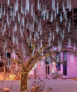 Joiedomi 2 Packs Christmas Meteor Shower Icicle String Lights