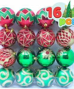 Joiedomi 16 Pcs Red, Green And Gold Christmas Ornaments