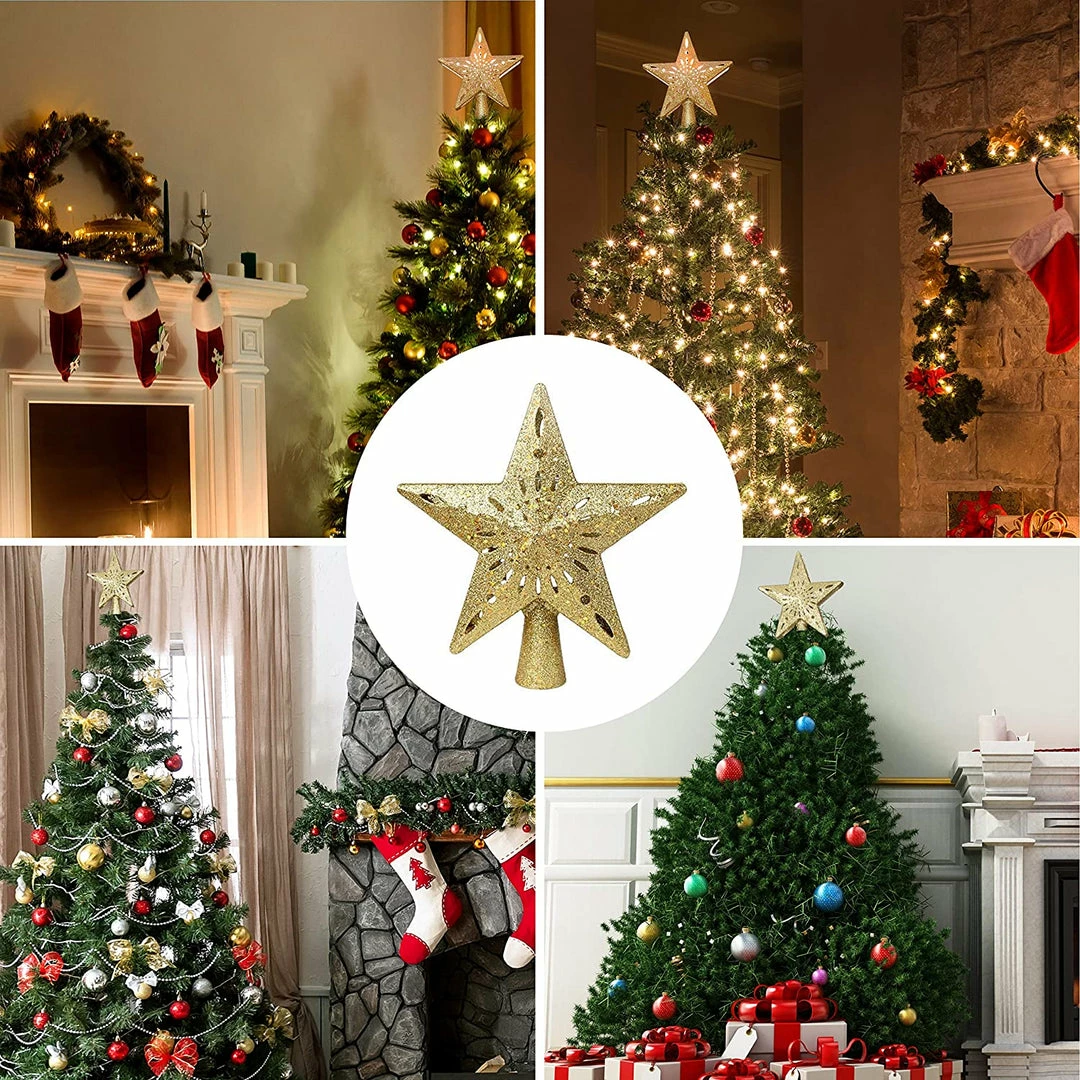 Joiedomi Gold Star Tree Topper With Rainbow Projector Lights 4 Joiedomi Gold Star Tree Topper With Rainbow Projector Lights