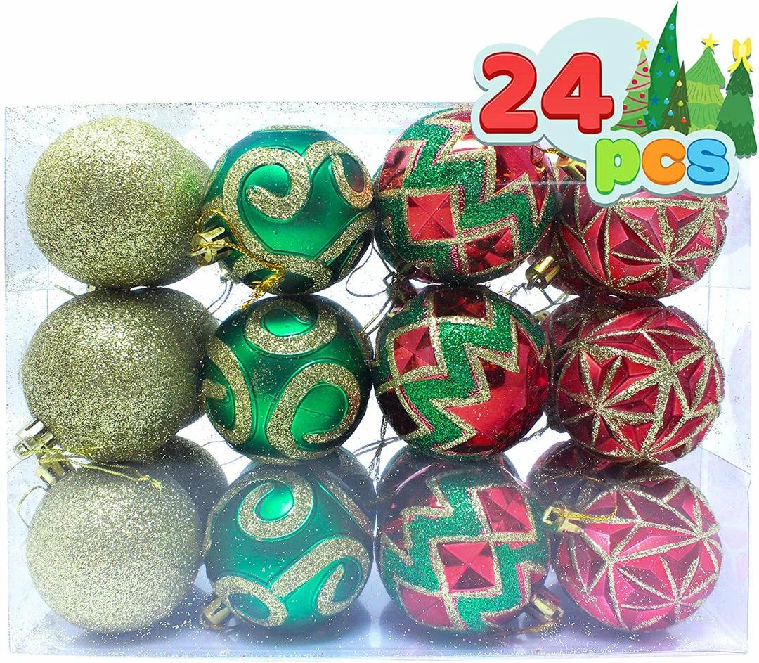 Joiedomi 24 Pcs Red, Green And Gold Christmas Ornaments All Holiday Decor 1 Joiedomi 24 Pcs Red, Green And Gold Christmas Ornaments All Holiday Decor