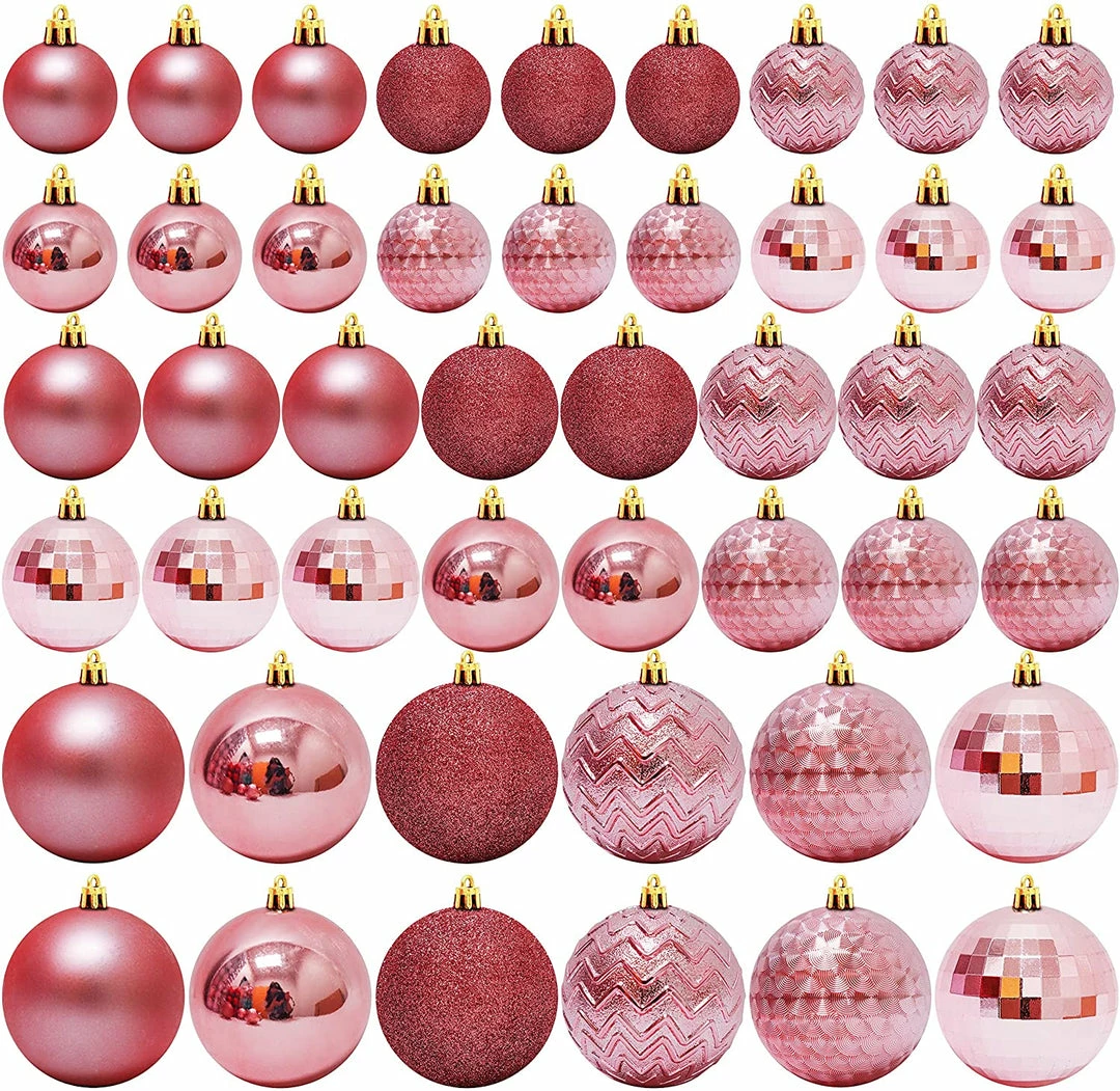 Joiedomi All Holiday Decor 46ct Assorted Size Rose Gold Christmas Ball Ornaments 2 Joiedomi All Holiday Decor 46ct Assorted Size Rose Gold Christmas Ball Ornaments