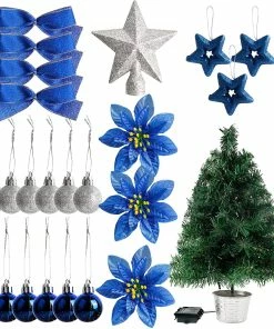 Joiedomi All Holiday Decor 24” DIY Tabletop Mini Christmas Tree Blue 9 Joiedomi All Holiday Decor 24” DIY Tabletop Mini Christmas Tree Blue