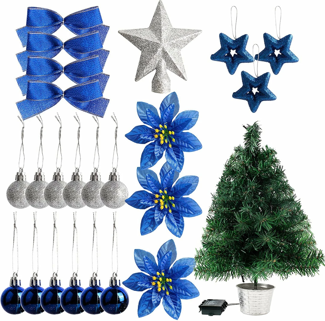 Joiedomi All Holiday Decor 24” DIY Tabletop Mini Christmas Tree Blue 3 Joiedomi All Holiday Decor 24” DIY Tabletop Mini Christmas Tree Blue