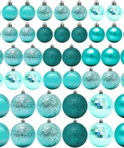 Joiedomi 46ct Assorted Size Teal Christmas Ball Ornaments