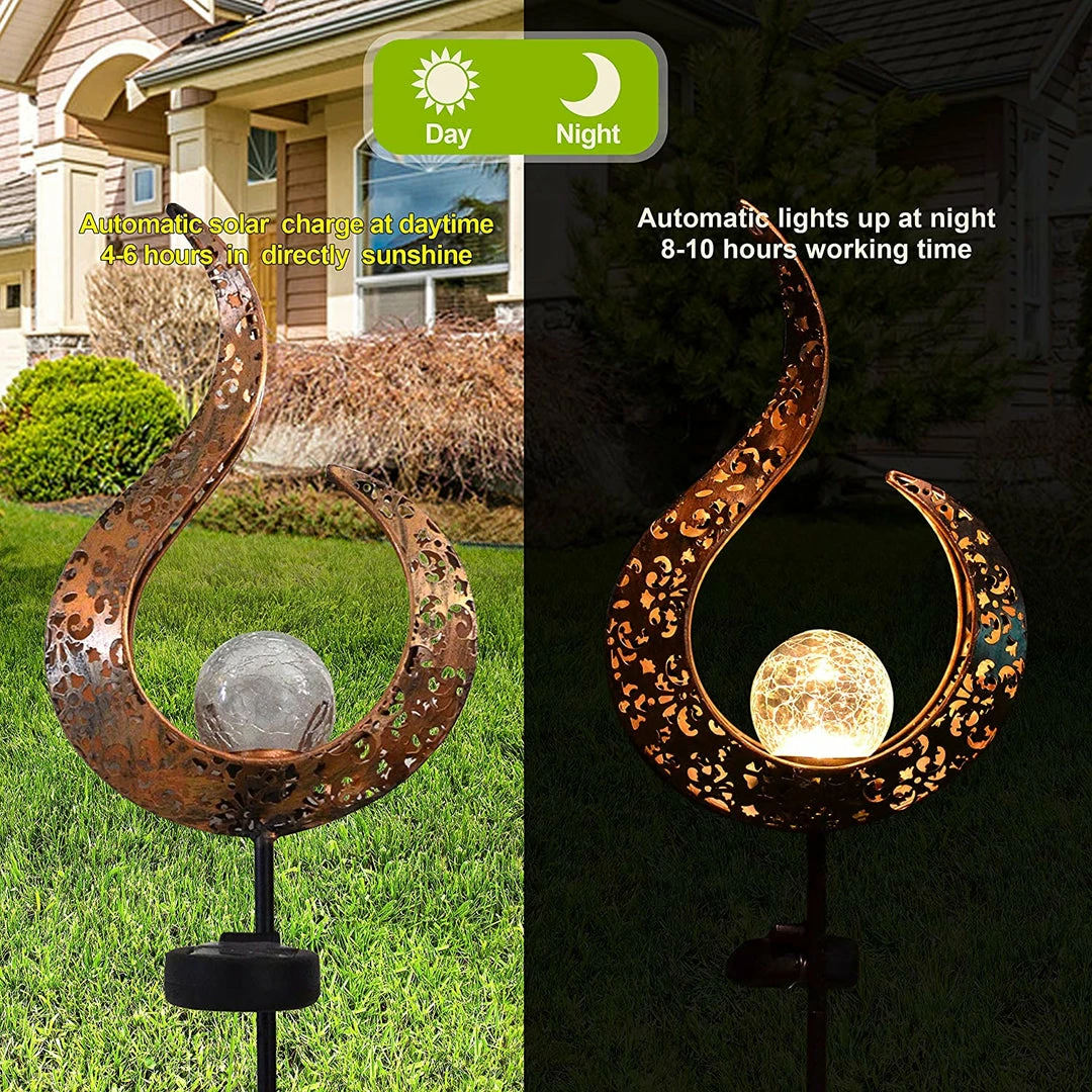 Joiedomi 2 Pack Crackle Glass Globe Metal Solar Stake Lights 3 Joiedomi 2 Pack Crackle Glass Globe Metal Solar Stake Lights