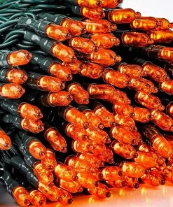 Joiedomi 108.6 Ft 300 Counts Of Orange LED 8 Modes Green Wire Long Light Set All Holiday Decor