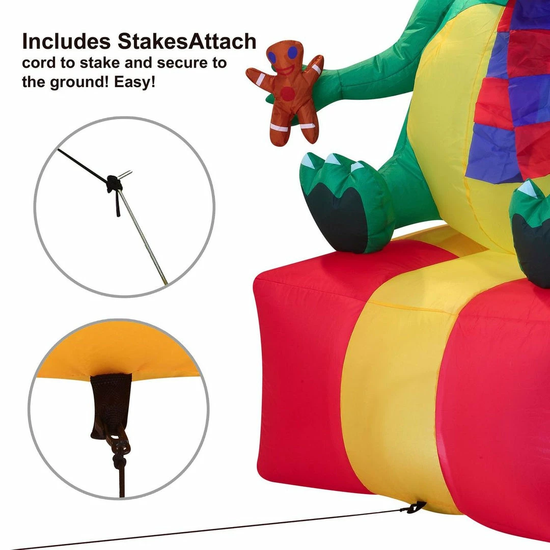 Joiedomi Large Dinosaur Sitting On A Gift Box Inflatable (6 Ft) Inflatables 3 Joiedomi Large Dinosaur Sitting On A Gift Box Inflatable (6 Ft) Inflatables