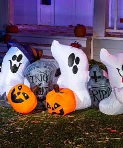 Joiedomi 6ft Halloween Horizontal Tombstones With Ghosts Inflatables