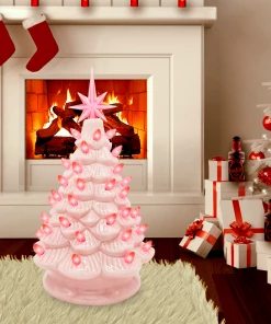Joiedomi 12 Inches Pink Ceramic Christmas Tree