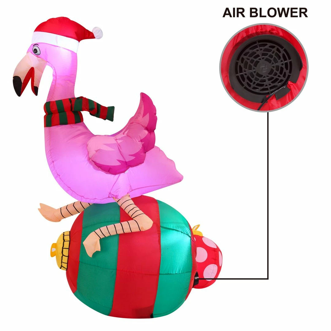 Joiedomi Christmas Large Flamingo On Ornament Inflatable (6 Ft) Inflatables 4 Joiedomi Christmas Large Flamingo On Ornament Inflatable (6 Ft) Inflatables