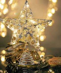Joiedomi Christmas Tree Toppers, Glitter Silver Star Tree Topper Lighted With Warm White LED Lights 22 Joiedomi Christmas Tree Toppers, Glitter Silver Star Tree Topper Lighted With Warm White LED Lights