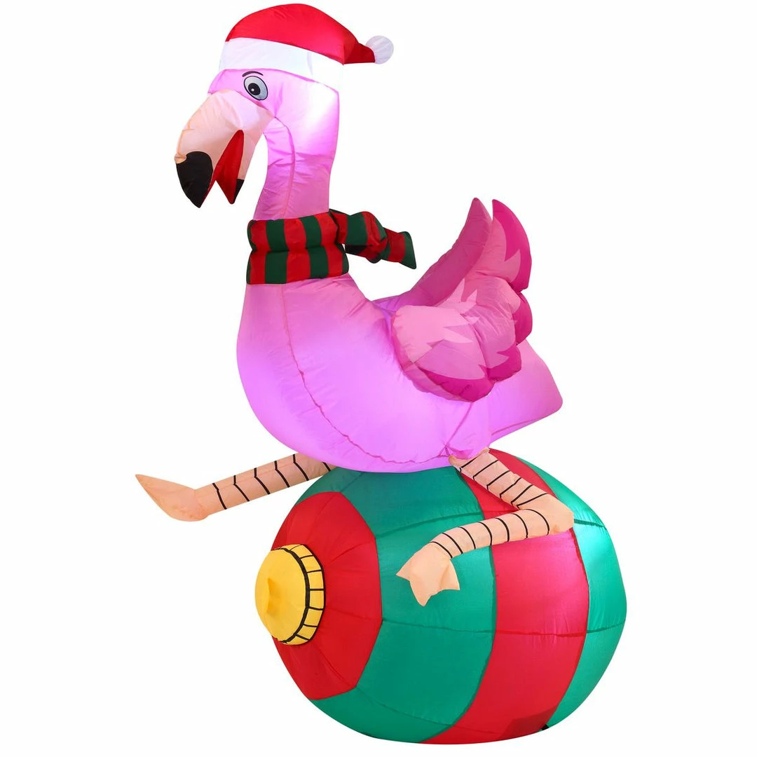 Joiedomi Christmas Large Flamingo On Ornament Inflatable (6 Ft) Inflatables 2 Joiedomi Christmas Large Flamingo On Ornament Inflatable (6 Ft) Inflatables