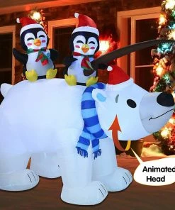 Joiedomi Inflatables Large Holiday Animated Polar Bear Inflatable (6.5 Ft)
