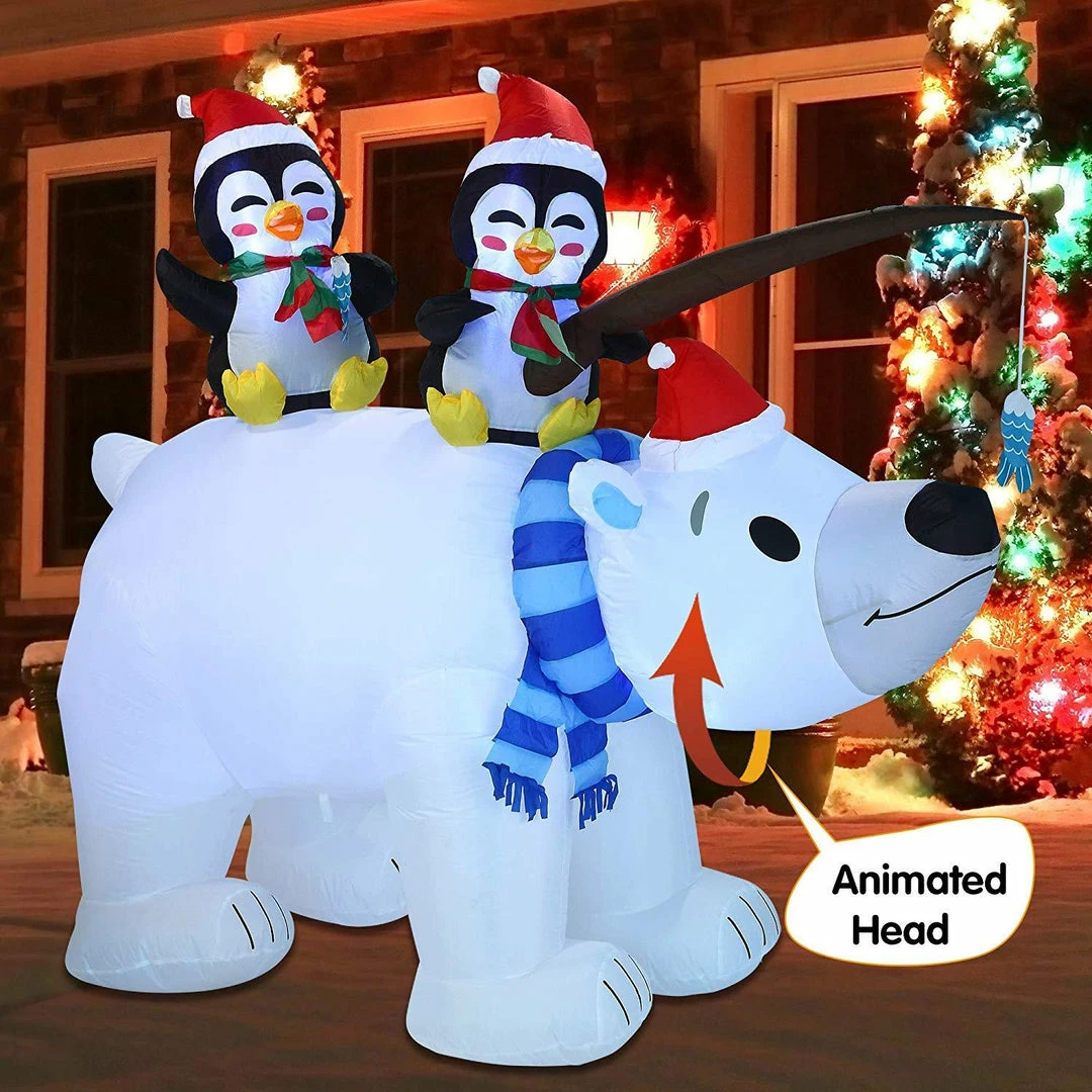 Joiedomi Inflatables Large Holiday Animated Polar Bear Inflatable (6.5 Ft) 1 Joiedomi Inflatables Large Holiday Animated Polar Bear Inflatable (6.5 Ft)