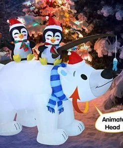 Joiedomi Inflatables Large Holiday Animated Polar Bear Inflatable (6.5 Ft)