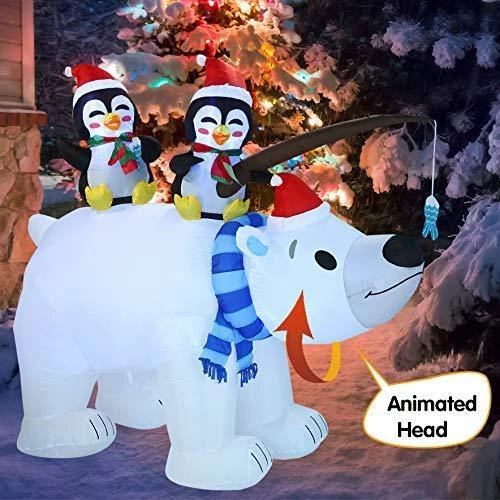 Joiedomi Inflatables Large Holiday Animated Polar Bear Inflatable (6.5 Ft) 2 Joiedomi Inflatables Large Holiday Animated Polar Bear Inflatable (6.5 Ft)