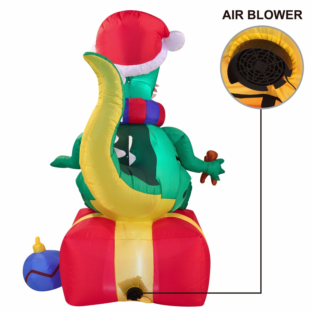 Joiedomi Large Dinosaur Sitting On A Gift Box Inflatable (6 Ft) Inflatables 4 Joiedomi Large Dinosaur Sitting On A Gift Box Inflatable (6 Ft) Inflatables