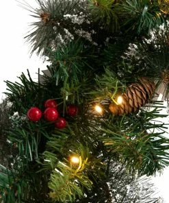 Joiedomi 24¡±Snow Flocked Prelit Christmas Wreath All Holiday Decor