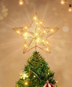 Joiedomi Christmas Tree Toppers, Gold Star Tree Topper Lighted With Warm White LED Lights 15 Joiedomi Christmas Tree Toppers, Gold Star Tree Topper Lighted With Warm White LED Lights