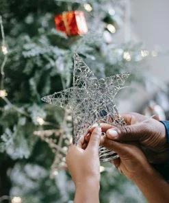 Joiedomi Christmas Tree Toppers, Glitter Silver Star Tree Topper Lighted With Warm White LED Lights 26 Joiedomi Christmas Tree Toppers, Glitter Silver Star Tree Topper Lighted With Warm White LED Lights