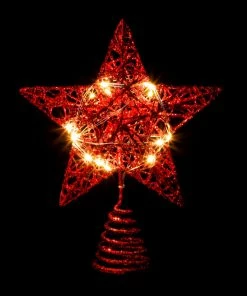 Joiedomi store 25 Joiedomi Christmas Tree Toppers, Glitter Red Star Tree Topper Lighted With Warm White LED Lights Christmas Trees