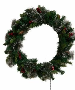 Joiedomi 24¡±Snow Flocked Prelit Christmas Wreath All Holiday Decor
