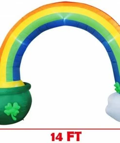 Joiedomi Giant St Patricks Day Rainbow Arch Inflatable With LED Light Build (10 Ft) Inflatables