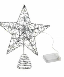 Joiedomi Christmas Tree Toppers, Glitter Silver Star Tree Topper Lighted With Warm White LED Lights 16 Joiedomi Christmas Tree Toppers, Glitter Silver Star Tree Topper Lighted With Warm White LED Lights