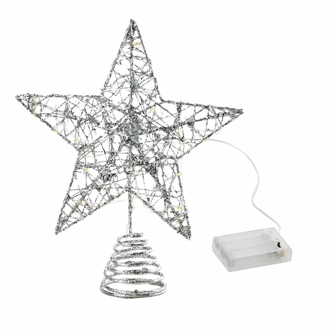 Joiedomi Christmas Tree Toppers, Glitter Silver Star Tree Topper Lighted With Warm White LED Lights 3 Joiedomi Christmas Tree Toppers, Glitter Silver Star Tree Topper Lighted With Warm White LED Lights