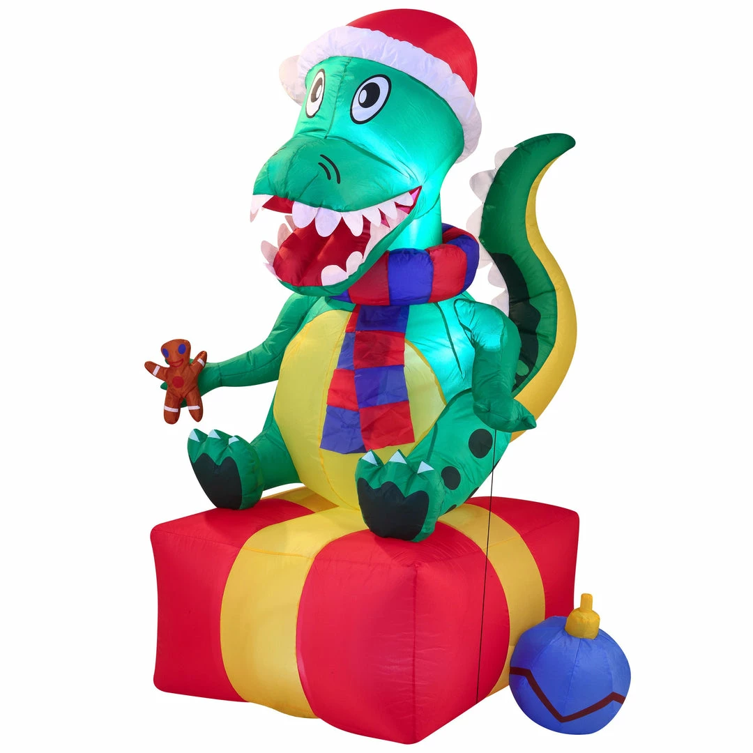 Joiedomi Large Dinosaur Sitting On A Gift Box Inflatable (6 Ft) Inflatables 2 Joiedomi Large Dinosaur Sitting On A Gift Box Inflatable (6 Ft) Inflatables
